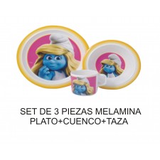 PLATO, CUENCO Y TAZA DE PITUFINA